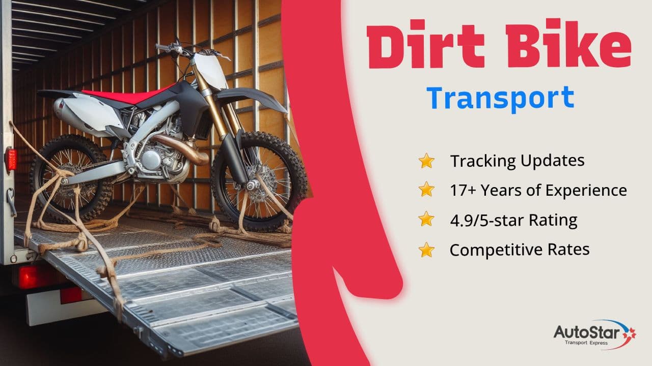 Dirt bike being loaded onto transport trailer
